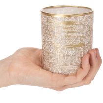 Artikel Glasljushållare med paisleymönster, Ø8cm, H9cm, 2 st