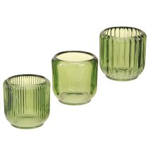 Artikel Lykta Glas värmeljushållare Retro Grön 8cm 6 St