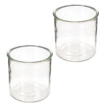 Artikel Glasljushållare, rund, klarglas, mångsidig, 12 cm, 2 stycken