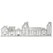Artikel Dekorativ rad med hus med värmeljushållare, adventsdekoration, 68 cm
