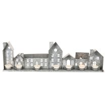 Artikel Dekorativ rad med hus med värmeljushållare, adventsdekoration, 68 cm