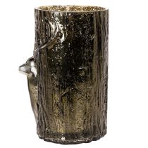 Artikel Glasljushållare med hjorthuvud och trädreliefer, vinterdekoration, 26 cm