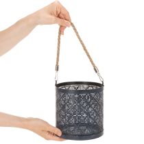 Artikel Metallljushållare, dekorativ lykta med handtag, antracit, Ø16cm, 2 stycken