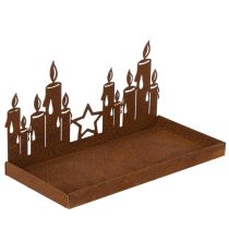 Artikel Metalllykta med glasinsats, rostig metallfinish, dekorativ ljushållare, 21,5 cm