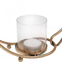 Artikel Lykta metall ljusstake gyllene glas Ø33cm
