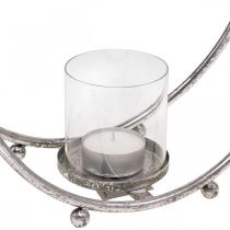 Artikel Lykta metall ljusstake silver glas Ø33cm