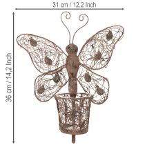 Artikel Metalllykta, väggdekoration, fjäril, rostfri yta, 36,5 cm