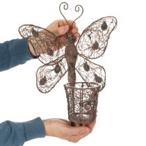 Artikel Metalllykta, väggdekoration, fjäril, rostfri yta, 36,5 cm