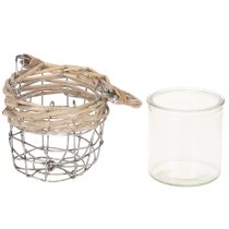 Artikel Värmeljushållare, glas, metall, pil, Ø10,5 cm, 3 stycken