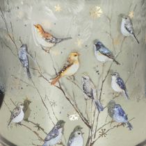 Artikel Glasljushållare med fågel- och snöflingemotiv, 8 cm, 2 stycken