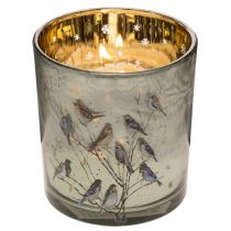 Artikel Glasljushållare med fågel- och snöflingemotiv, 8 cm, 2 stycken