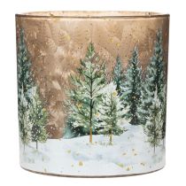 Artikel Glasljushållare med granskogsmotiv, vinterdekoration, 15 cm