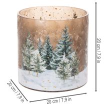 Artikel Glasljushållare med vinterskog i snö, juldekoration, 20 cm