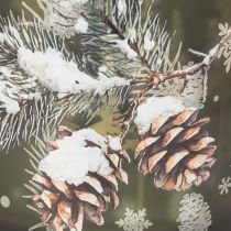 Artikel Glasljushållare med kottar och snöflingor, 15 cm