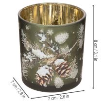 Artikel Glasljushållare med vintergrangren, 8 cm, 2 stycken