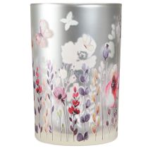 Artikel Lykta gjord av glasvallmo fjäril silver färg H18cm