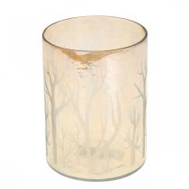 Artikel Lykta Glas Deco Träd Brun värmeljusglas Ø9,5cm H13,5cm