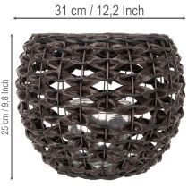 Artikel Vävd värmeljushållare, svart och brun, sommardekoration, Ø31cm H25cm