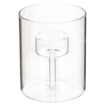 Artikel Orkanlykta i glas med upphöjd värmeljushållare, 11 cm, 2 st.