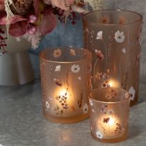 Artikel Dekorativ glaslykta med blommotiv för eleganta heminredningsdetaljer, 12,5 cm, 2 stycken