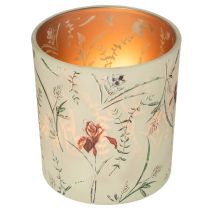 Artikel Dekorativ glaslykta med blommotiv för stämningsfulla heminredningsdetaljer, 8 cm, 4 stycken.