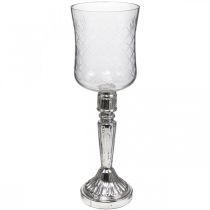 Lykta glas ljus glas antik look klar, silver Ø11,5cm H34,5cm