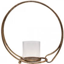 Artikel Lykta metall ljusstake gyllene glas Ø33cm
