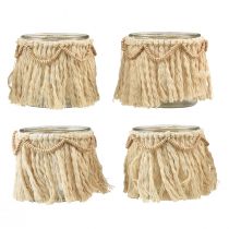 Artikel Lykta Glasfransar Makrame Cream Boho Ø9,5cm 4st