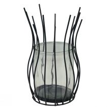 Artikel Lykta glas metall dekorativ svart bägare Ø17cm H27cm