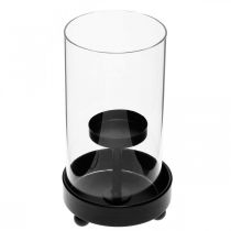 Lykta Glas värmeljushållare Metall Svart H18cm