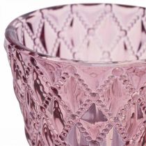 Lykta glas värmeljushållare diamantmönster Ø7,5cm H6cm 4st