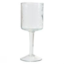 Glaslykta med sockel, rund värmeljushållare i glas Ø8cm H20cm