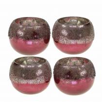Artikel Lykta glas rosa Ø8,5cm H6,5cm 4 st