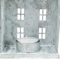 Artikel Fönsterdekoration jul, lykta, dioramahusserie, metalldekoration silver shabby chic L20cm H20cm