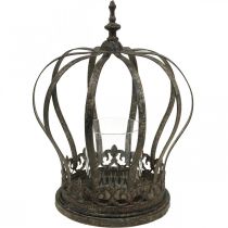 Artikel Krona som lykta, ljusdekoration, metallkrona antik look H28cm Ø21cm