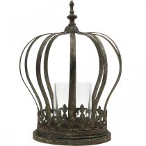 Artikel Krona som lykta, ljusdekoration, metallkrona antik look H28cm Ø21cm