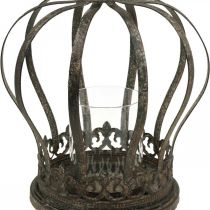 Artikel Krona som lykta, ljusdekoration, metallkrona antik look H28cm Ø21cm