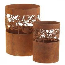Ljusstake i metall med patina Ø10/14,5 cm set om 2 st
