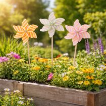 Artikel Väderkvarns trädgårdspåke, attraktiv dekoration för uteplats, trädgård och balkong, 47 cm, 3 stycken
