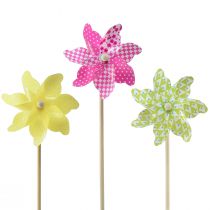 Artikel Pinwheel Rosa Gul Grön Väderkvarn Balkongdekoration Ø15cm 3st