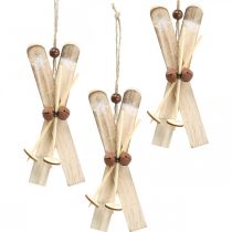 Artikel Vinterdeco skidor Julgransdekoration skidpar trä H17cm 4st