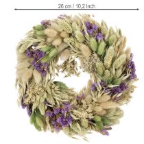 Artikel Torkad blomsterkrans för vår och sommar, för bord och ytterdörr, för speciella tillfällen med färgade accenter, 26 cm
