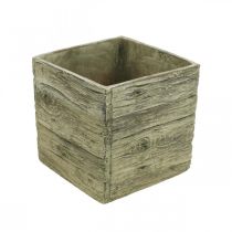 Blomkruka fyrkantig 18x18cm betonglåda trälook