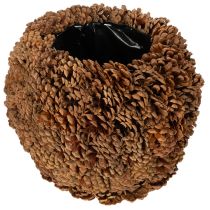 Artikel Dekorativ kruka med kottar, naturligt utseende, 27 cm. Rund kruka med tallkottar, naturbrun, tillverkad av tallkottar, 27 cm x 22 cm.