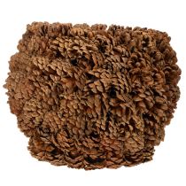 Artikel Dekorativ kruka med kottar, naturligt utseende, 27 cm. Rund kruka med tallkottar, naturbrun, tillverkad av tallkottar, 27 cm x 22 cm.