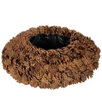 Artikel Rund tallkottekruka som planteringslåda, 38 cm; rund tallkottekruka, naturbrun, tillverkad av tallkottar, 38 cm x 14 cm