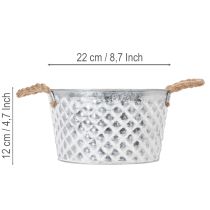 Artikel Zinkskål, dekorativ skål, metall med rephandtag, Ø22cm H12cm