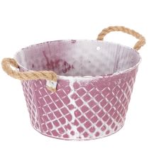 Artikel Zinkskål, diamantformad med rephandtag, violett/vitkalkad, Ø24,5 cm H14 cm