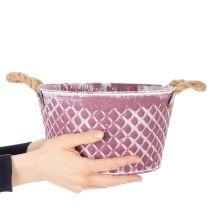Artikel Zinkskål, diamantformad med rephandtag, violett/vitkalkad, Ø24,5 cm H14 cm