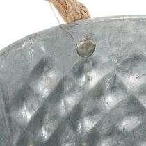 Artikel Oval zinkskål med rephandtag, 27 cm x 17,5 cm, H12 cm